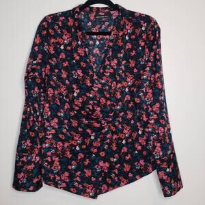 Something Navy| Floral  Draped Wrap Top